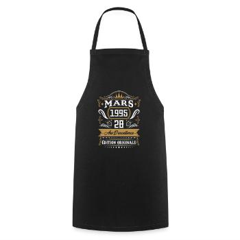Mars 1995 28 Ans Rétro Cadeau D'anniversaire - Tablier de cuisine - noir - Devant - AI Model Male 185 dark (185cm)