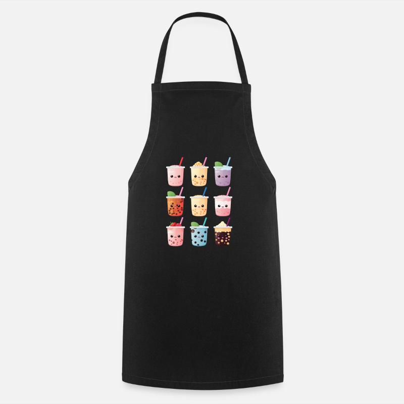 Kawaii Bubble Tea Boba Tea - Cooking Apron - black