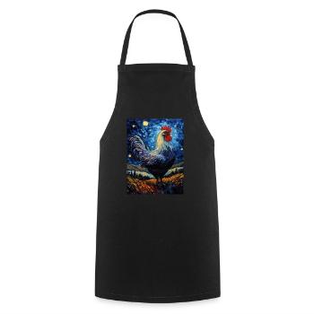 Rooster, Van Gogh, Starry Night, Animal, Chicken - Cooking Apron - black - Front - AI Model Male 185 dark (185cm)