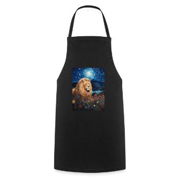 Lion, Van Gogh, Nuit Étoilée, Animal, Lions - Tablier de cuisine - noir - Devant - AI Model Male 185 dark (185cm)