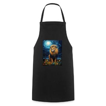 Lion, Van Gogh, Nuit Étoilée, Animal, Lions - Tablier de cuisine - noir - Devant - AI Model Male 185 dark (185cm)