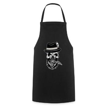 Hipster Skull Totenkopf mit Bayernhut - Kochschürze - Schwarz - Vorne - AI Model Male 185 dark (185cm)