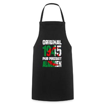 80th Birthday - Original - 1945 - Algerian - Cooking Apron - black - Front - AI Model Male 185 dark (185cm)