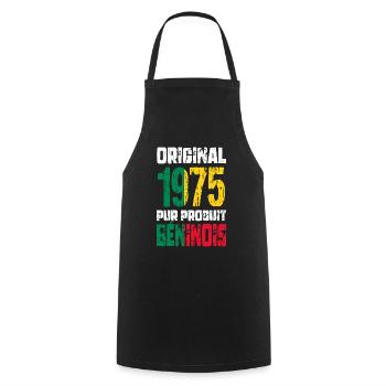 Anniversaire 50 ans - Original - 1975 - Béninois - Tablier de cuisine - noir - Devant - AI Model Male 185 dark (185cm)