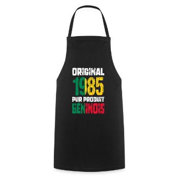 Anniversaire 40 ans - Original - 1985 - Béninois - Tablier de cuisine - noir - Devant - AI Model Male 185 dark (185cm)