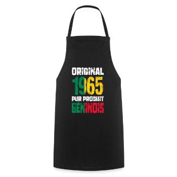 Anniversaire 60 ans - Original - 1965 - Béninois - Tablier de cuisine - noir - Devant - AI Model Male 185 dark (185cm)