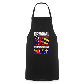 Anniversaire 40 ans - Original - 1985 Bourguignon - Tablier de cuisine - noir - Devant - AI Model Male 185 dark (185cm)