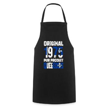 Anniversaire 50 ans - Original 1975 - Québécois - Tablier de cuisine - noir - Devant - AI Model Male 185 dark (185cm)