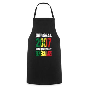 18th Birthday - Original 2007 - Senegalese - Cooking Apron - black - Front - AI Model Male 185 dark (185cm)