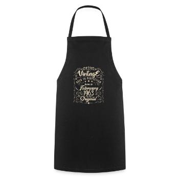 Vintage Né(e) en Février 1963 anniversaire février - Tablier de cuisine - noir - Devant - AI Model Male 185 dark (185cm)