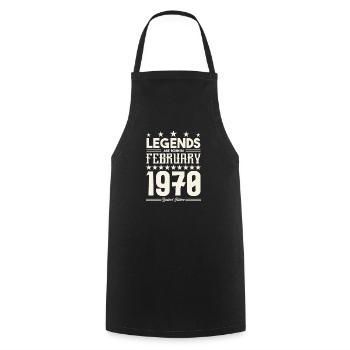 Cadeau Légende Février 1970. cadeau février 1970. - Tablier de cuisine - noir - Devant - AI Model Male 185 dark (185cm)