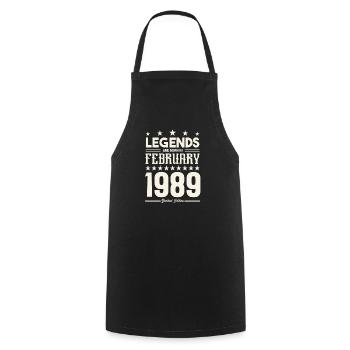 Geschenklegende Februar 1989. Geschenk Februar 1989. - Kochschürze - Schwarz - Vorne - AI Model Male 185 dark (185cm)