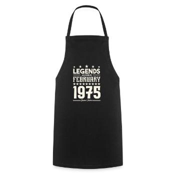 Gift legend February 1975. Gift February 1975. - Cooking Apron - black - Front - AI Model Male 185 dark (185cm)