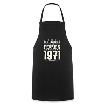 cadeau d'anniversaire Février 1971. février 1971. - Tablier de cuisine - noir - Devant - AI Model Male 185 dark (185cm)