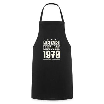 Cadeau Légende Février 1970. cadeau février 1970. - Tablier de cuisine - noir - Devant - AI Model Male 185 dark (185cm)
