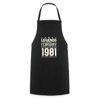 Gift legend February 1981. Gift February 1981. - Cooking Apron - black - Front - AI Model Male 185 dark (185cm)