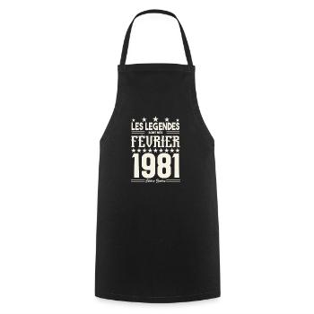 cadeau d'anniversaire Février 1981. février 1981. - Tablier de cuisine - noir - Devant - AI Model Male 185 dark (185cm)