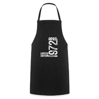 Cadeau Avril 1972. Anniversaire avril 1972. April. - Tablier de cuisine - noir - Devant - AI Model Male 185 dark (185cm)