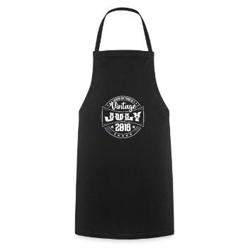 2016 July. Birthday gift July 2016. - Cooking Apron - black - Front - AI Model Male 185 dark (185cm)
