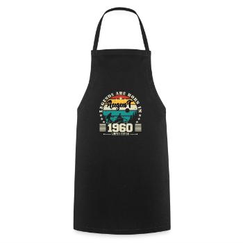 August 1960. Birthday gift August 1960. August - Cooking Apron - black - Front - AI Model Male 185 dark (185cm)