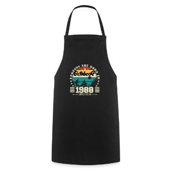October 1988. October 1988 Anniversary Gift. - Cooking Apron - black - Front - AI Model Male 185 dark (185cm)