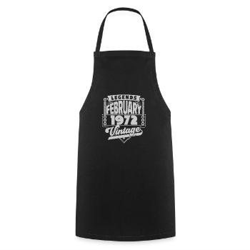 Vintage Anniversaire février 1972, Février 1972. - Tablier de cuisine - noir - Devant - AI Model Male 185 dark (185cm)