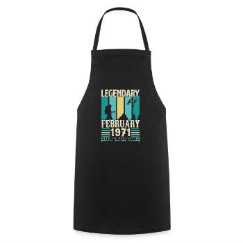 Vintage Birthday Gift February 1971, February. - Cooking Apron - black - Front - AI Model Male 185 dark (185cm)