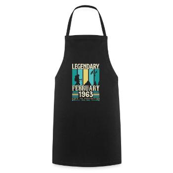 Cadeau Vintage Anniversaire Février 1963, février. - Tablier de cuisine - noir - Devant - AI Model Male 185 dark (185cm)