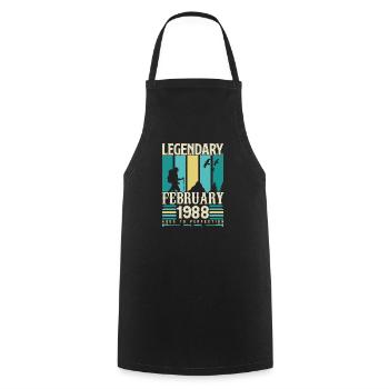 Cadeau Vintage Anniversaire Février 1988, février. - Tablier de cuisine - noir - Devant - AI Model Male 185 dark (185cm)