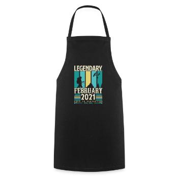 Vintage Birthday Gift February 2021, February. - Cooking Apron - black - Front - AI Model Male 185 dark (185cm)