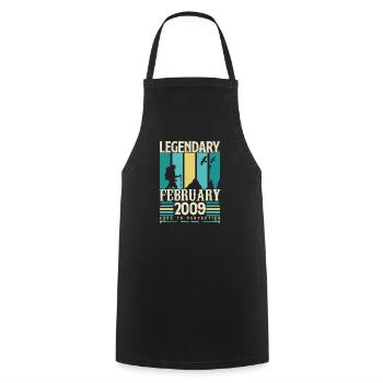 Cadeau Vintage Anniversaire Février 2009, février. - Tablier de cuisine - noir - Devant - AI Model Male 185 dark (185cm)