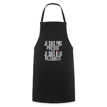 retraite.je'm not in a hurry, I'm retired. - Cooking Apron - black - Front - AI Model Male 185 dark (185cm)