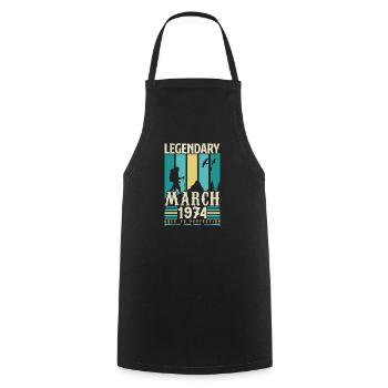 Anniversaire Mars 1974,cadeau Vintage mars 1974. - Tablier de cuisine - noir - Devant - AI Model Male 185 dark (185cm)