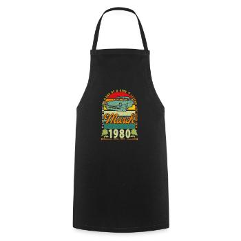 March 1980, March 1980, March 1980. - Cooking Apron - black - Front - AI Model Male 185 dark (185cm)