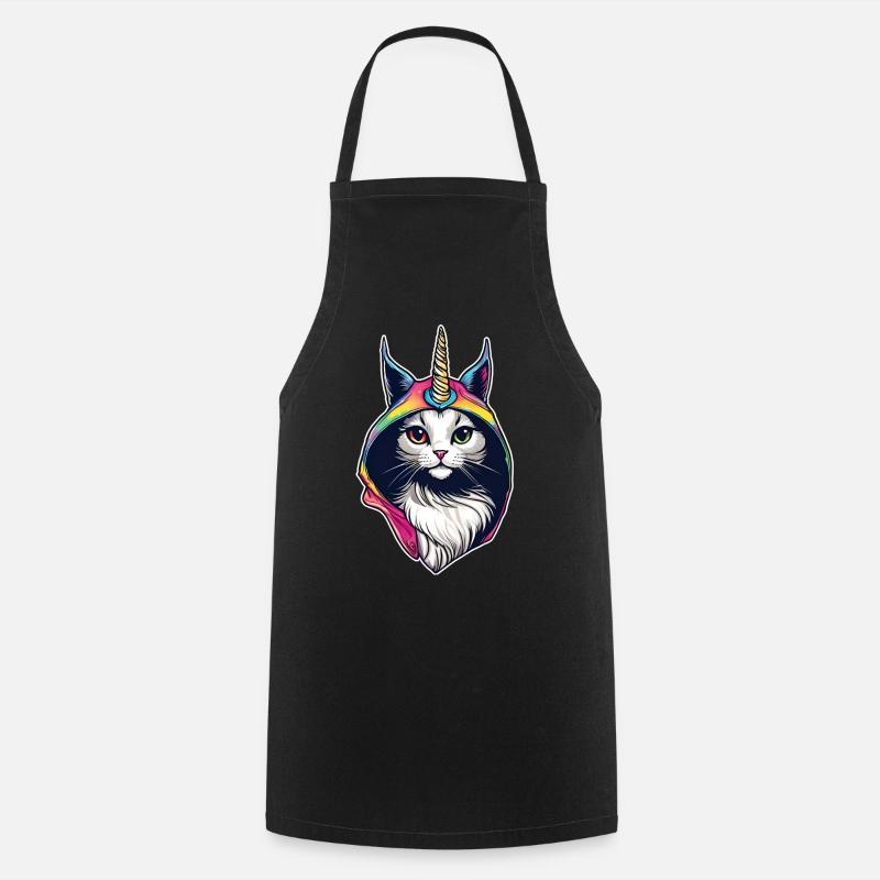 Chat mignon avec sweat à capuche Licorne - Tablier de cuisine - noir