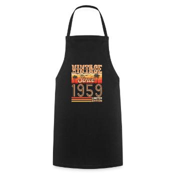 Birthday 1959. Vintage Born in 1959 Birthday - Cooking Apron - black - Front - AI Model Male 185 dark (185cm)
