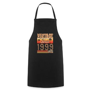 anniversaire 1999. Vintage né en 1999 anniversaire - Tablier de cuisine - noir - Devant - AI Model Male 185 dark (185cm)
