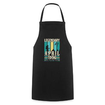 cadeau Anniversaire Avril 1996, Vintage avril 1996 - Tablier de cuisine - noir - Devant - AI Model Male 185 dark (185cm)