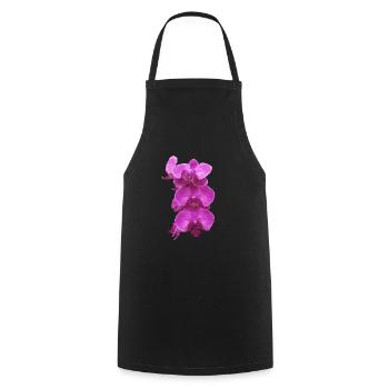 Orchid pink flowers - Cooking Apron - black - Front - AI Model Male 185 dark (185cm)
