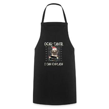 Funny Christmas Sweater For pug Lovers - Cooking Apron - black - Front - AI Model Male 185 dark (185cm)