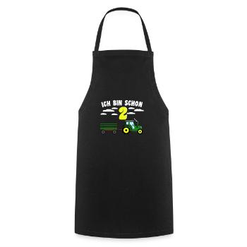 Children 2nd birthday tractor with trailer - Cooking Apron - black - Front - AI Model Male 185 dark (185cm)