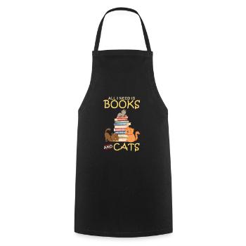All I Need Is Books And Cats - Cooking Apron - black - Front - AI Model Male 185 dark (185cm)