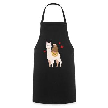 Paresseux chevauche un lama alpaga fille garçon - Tablier de cuisine - noir - Devant - AI Model Male 185 dark (185cm)