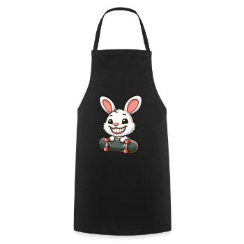 Süßer weißer Hase Kaninchen Skateboard - Kochschürze - Schwarz - Vorne - AI Model Male 185 dark (185cm)
