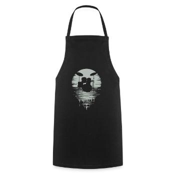Drumset Silhouette Drums with Reflection - Cooking Apron - black - Front - AI Model Male 185 dark (185cm)