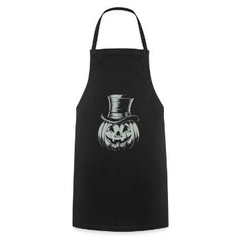 Halloweenkürbis mit Zylinder Strichzeichnung - Kochschürze - Schwarz - Vorne - AI Model Male 185 dark (185cm)