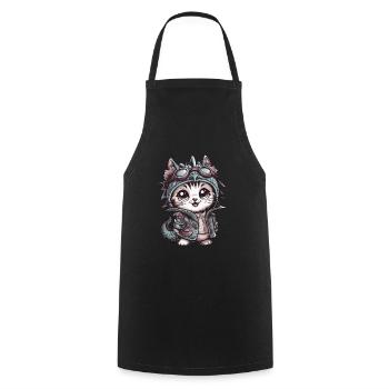 Chat kawaii avec tenue de dragon - Tablier de cuisine - noir - Devant - AI Model Male 185 dark (185cm)