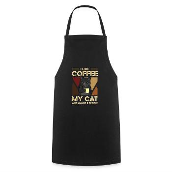 I like coffee my cats and maybe 3 people - Kochschürze - Schwarz - Vorne - AI Model Male 185 dark (185cm)