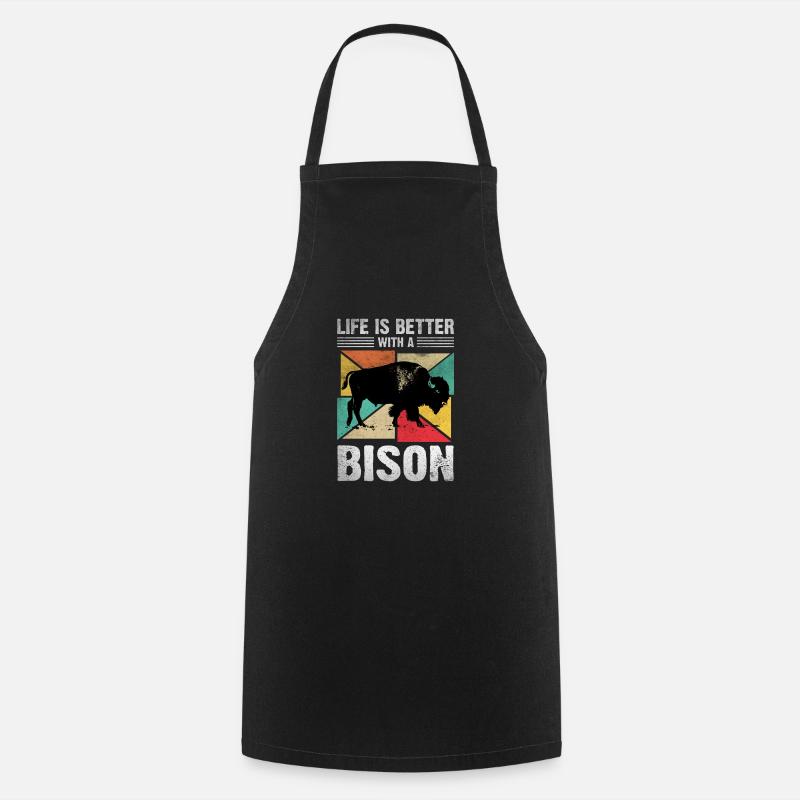 Life Is Better With A Bison - Kochschürze - Schwarz