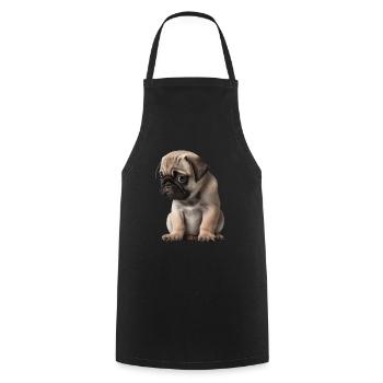 Shy Pug Puppy - Cooking Apron - black - Front - AI Model Male 185 dark (185cm)